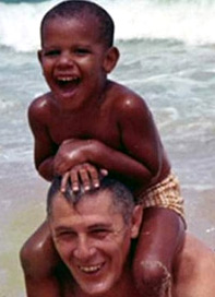 A young Barack Obama with maternal grandfather, Stanley Dunham