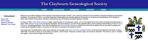 Claybourn Genealogical Society website