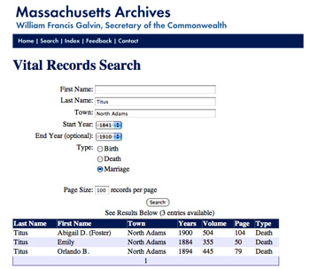 Massachusetts Vital Records Index