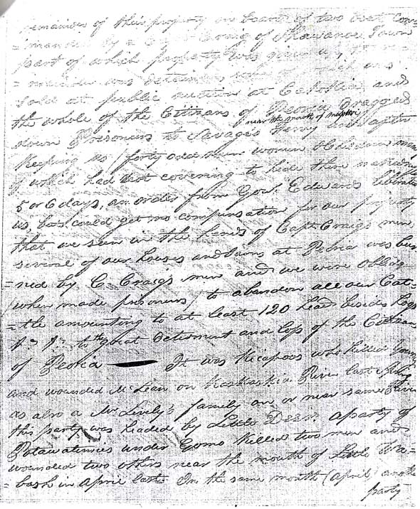 Page 11 (see next illustration for page 12) of a handwritten document dated July 20th, 1813 from Thomas Forsyth to William Clark (of the Lewis & Clark expedition – then Superintendent of Indian Affairs) which reports on the massacre of the Lively family and names the very American Indian tribe and party leader responsible for the murder.