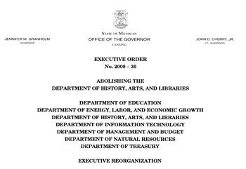 Michigan Governor Executive Order 2009-36