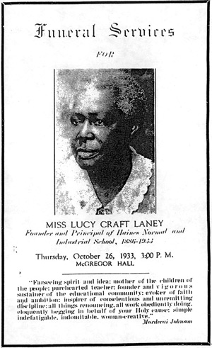 Lucy Craft Laney memorial card