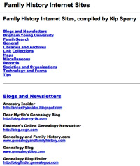 Family History Internet Sites
