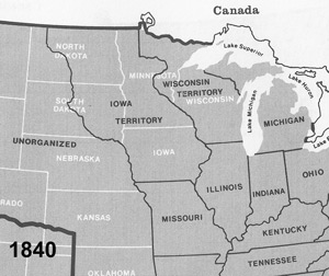 Iowa and Wisconsin Territory in 1840