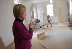 Carol Bowman of the Prince George Regional Heritage Center discusses the rehabilitation of the former clerk's office Thursday, Feb. 20. It will house an exhbit and genealogical research space.