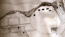 The cemetery appearsin the bottom right of this 1842 ByTown site plan. (Courtesy: ByTown Museum)