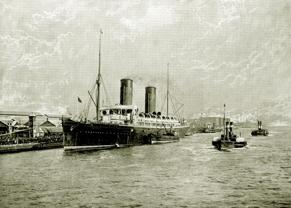 RMS Campania, one of the ships included in the passenger lists.