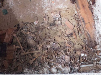 A large pile of disarticulated human skeletal remains was found under Washington Square Park by workers from a contractor with the New York City Department of Design and Construction, officials said on Wednesday, Nov. 4, 2015. Photo Credit: NYC Department of Design and Construction