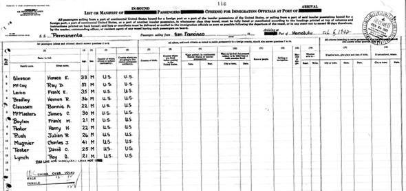 Bonnie Claussen Honolulu Passenger List 1942 Bonnie Claussen Honolulu Passenger List 1942