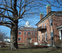 Fithian Home, built in 1855 in foreground. Museum Center, opened in 2002 in background