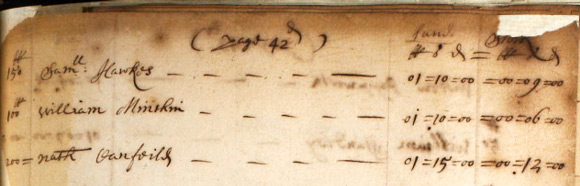 Nath Canfield Tax Record - London 1692